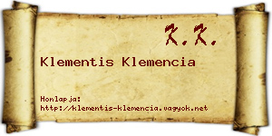 Klementis Klemencia névjegykártya